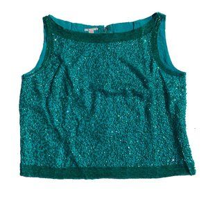 Vintage 1960s Sequin Boatneck Top Emerald
